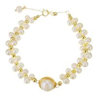 Gold Filled Jewelry, Freshwater Pearl, with Gold Filled, with 1.5 lnch extender chain, 14K gold-filled, for woman, white, 11mm,9mm, Length:Approx 6 Inch, Sold By PC