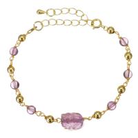Gold Filled Jewelry Amethyst with Gold Filled with 2 lnch extender chain 14K gold-filled for woman purple 4mm Sold By PC