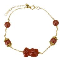 Gold Filled Jewelry, Cinnabar, with Gold Filled, 14K gold-filled, for woman, reddish orange, 21x9mm,13x6mm, Length:Approx 7.5 Inch, Sold By PC