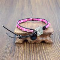 Impression Jasper Bracelet with PU Leather plated Adjustable & Unisex Length Approx 15-21 cm Sold By PC