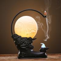 Backflow Incense Burner, Porcelain, plated, for home and office & durable & with LED light, 245x96x312mm, Sold By PC