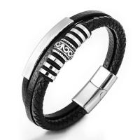 Men Bracelet Stainless Steel with PU Leather fashion jewelry & for man Sold By PC