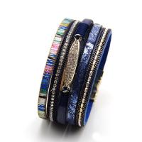 PU Leather Cord Bracelets, Tibetan Style, with PU Leather, fashion jewelry & multilayer & for woman, more colors for choice, nickel, lead & cadmium free, 380mm, Sold By PC