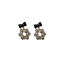 Boucles d'oreilles cristal, Noeud papillon, bijoux de mode & pour femme, 29x20mm, Trou:Environ 1mm, Vendu par paire