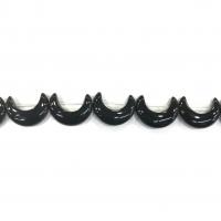 Natural Black Agaat kralen, Zwarte Agaat, Maan, gepolijst, DIY, zwart, 20x15mm, 20pC's/Strand, Per verkocht 38 cm Strand