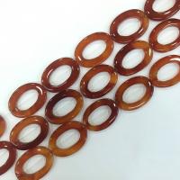 Abalorios de Ágata Roja, Donut, pulido, Bricolaje, Rojo, 25x35mm, 11PCs/Sarta, Vendido para 38 cm Sarta