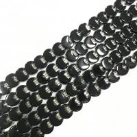 Natürliche schwarze Achat Perlen, Schwarzer Achat, poliert, DIY, schwarz, 7x8mm, 58PCs/Strang, verkauft per 38 cm Strang