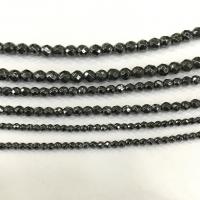 Hämatit Perle, rund, poliert, DIY & facettierte, schwarz, verkauft per 38 cm Strang