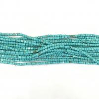 Perline in turchese, Cubo, lucido, DIY, blu, 4mm, Venduto per 38 cm filo