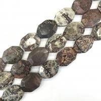 pietra con dipinti cinesi perla, Ottagono, lucido, DIY, marrone, 30x40mm, Appross. 10PC/filo, Venduto per 38 cm filo
