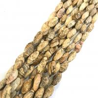 Natural Picture Jasper Beads Drum polished DIY & faceted & twist yellow Approx Sold Per 38 cm Strand