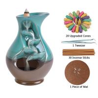 Backflow Incense Burner, Porcelain, plated, for home and office & durable, 230x170x175mm, Sold By PC