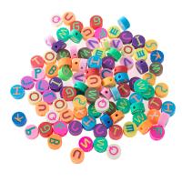 Polymer Clay Beads, Round, plated, DIY, multi-colored, 10x5mm, 50PCs/Bag, Sold By Bag