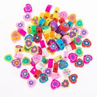 Polymer Ton Perlen , Herz, plattiert, DIY, farbenfroh, 10mm, 50PCs/Tasche, verkauft von Tasche