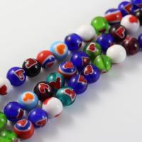 Perles murano faites à la main , chalumeau, Rond, fait à la main, DIY, multicolore, 8mm, 48PC/brin, Vendu par 38 cm brin