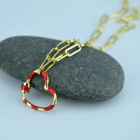 Edelstahl Schmuck Halskette, Herz, goldfarben plattiert, für Frau & Emaille, keine, 24x23mm, Länge:ca. 17.72 ZollInch, verkauft von PC