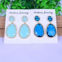 Crystal Earrings with Zinc Alloy gold color plated micro pave cubic zirconia & for woman Sold By Pair