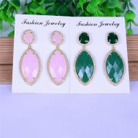 Crystal Earrings, with Tibetan Style, gold color plated, micro pave cubic zirconia & for woman, more colors for choice, 20x55mm, Sold By Pair