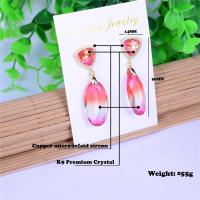 Crystal Earrings with Zinc Alloy gold color plated micro pave cubic zirconia & for woman Sold By Pair