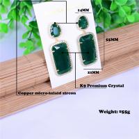 Crystal Earrings, with Tibetan Style, gold color plated, micro pave cubic zirconia & for woman, more colors for choice, 22x55mm, Sold By Pair