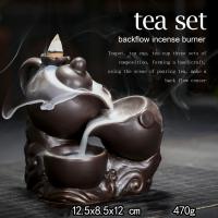 Backflow Incense Burner, Porcelain, plated, for home and office & durable, 85x130mm, Sold By PC