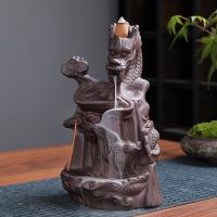Backflow Incense Burner, Purple Clay, plated, for home and office & durable, 132x103x210mm, Sold By PC