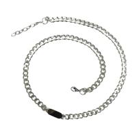 Jewelry Cruach dhosmálta muince, unisex, airgid, 15.50x6mm, Fad 47 cm, Díolta De réir PC