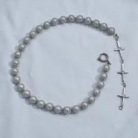 Titanium Steel Necklace, with pearl, polished, for woman, silver color, Length:46 cm, Sold By PC