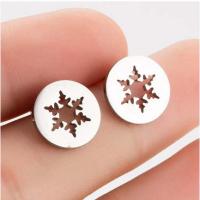 Stainless Steel Stud Earrings Round plated fashion jewelry & for woman Sold By Pair