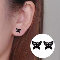 Stainless Steel Stud Earrings Butterfly plated fashion jewelry & for woman Sold By Pair