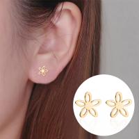 Stainless Steel Stud Earrings Flower plated fashion jewelry & for woman Sold By Pair