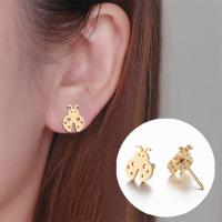 Stainless Steel Stud Earrings Ladybug plated fashion jewelry & for woman Sold By Pair