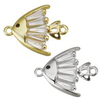 Cubic Zirconia Micro Pave Brass Connector Fish plated micro pave cubic zirconia Approx 1mm Sold By Lot