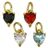 Cubic Zirconia Brass Pendants, Heart, plated, micro pave cubic zirconia, more colors for choice, 5.5x8x4mm, Hole:Approx 3.5mm, 30PCs/Lot, Sold By Lot