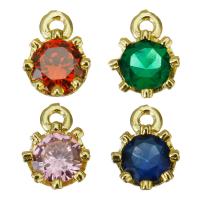 Cubic Zirconia Brass Pendants, gold color plated, micro pave cubic zirconia, more colors for choice, 7x9.5x4mm, Hole:Approx 1mm, 50PCs/Lot, Sold By Lot