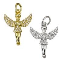 Cubic Zirconia Micro Pave Brass Pendant, Angel, plated, micro pave cubic zirconia, more colors for choice, 13x17x2mm, Hole:Approx 3.5mm, 30PCs/Lot, Sold By Lot