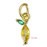 Cubic Zirconia Brass Pendants gold color plated micro pave cubic zirconia yellow Approx 3.5mm Sold By Lot