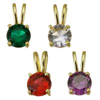 Cubic Zirconia Brass Pendants, gold color plated, micro pave cubic zirconia, more colors for choice, 7x14x5mm, Hole:Approx 2x6mm, 30PCs/Lot, Sold By Lot