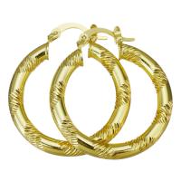 Brass Hoop Earring, Donut, gold color plated, for woman, 4x34mm, 10Pairs/Lot, Sold By Lot