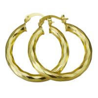 Brass Hoop Earring, Donut, gold color plated, for woman & faceted, 4x34mm, 10Pairs/Lot, Sold By Lot