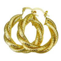 Brass Hoop Earring, Donut, gold color plated, for woman, 7.5x35mm, 10Pairs/Lot, Sold By Lot
