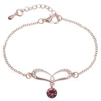 Zinc Alloy Bracelet with 1.18inch extender chain fashion jewelry & for woman & with rhinestone nickel lead & cadmium free Length 4.53 Inch Sold By PC