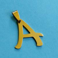 Titanium Steel Pendants, Alphabet Letter, plated, Unisex, golden, 20x1.6mmuff0c30x1.6mm, Sold By PC