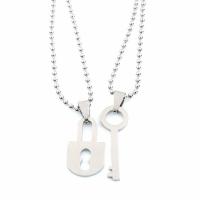 Titanium Steel Pendants Lock and Key polished Unisex silver color 1.6mmuff0c Sold By PC