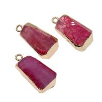 Agate Jewelry Pendants, Brass, with Agate, Trapezium, more colors for choice, 30x15x2mm, Sold By PC