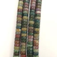 Perle agate indienne naturelle , Plat rond, poli, DIY, couleurs mélangées, 12x6mm, Environ 65PC/brin, Vendu par 38 cm brin