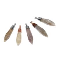 Quartz Gemstone Pendants, Brass, with Smoky Quartz, Conical, brown, 57x15x15mm, Sold By PC