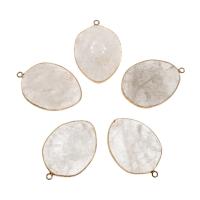 Quartz Gemstone Pendants Brass with Clear Quartz Teardrop white Sold By PC