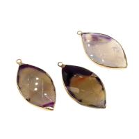 Pingentes de joias de ágata, cobre, with ágata, Olho de cavalo, facetada, cores misturadas, 60x33x10mm, vendido por PC