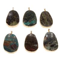 Lace Agate Pendants, Brass, with Lace Agate, Oval, mixed colors, 59x39x9mm, Sold By PC
